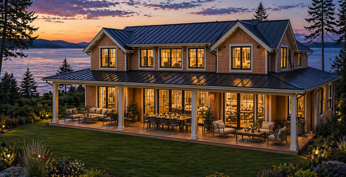 a house with a porch at a side angle