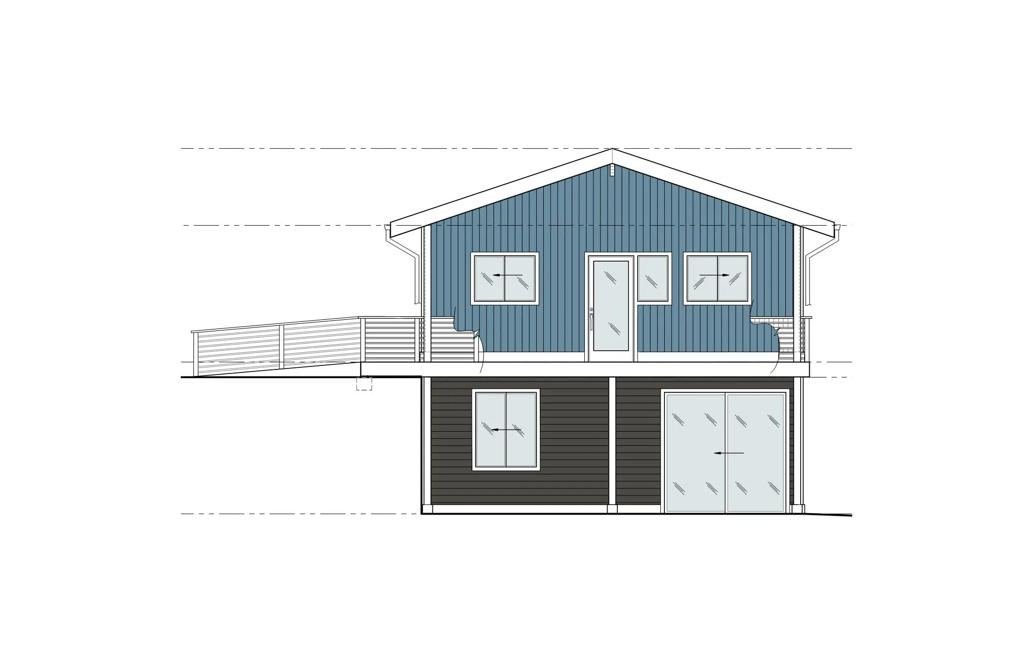 a house with a porch at a side angle